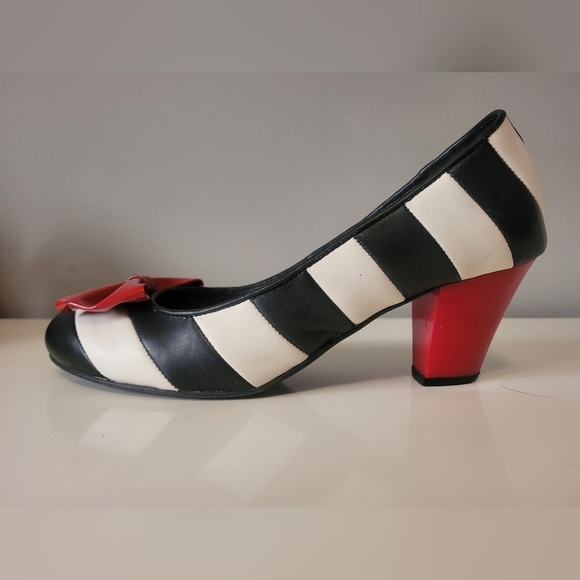 Lola Ramona Black and White Striped Heels, VGUC, Size 40 - Picture 6 of 12